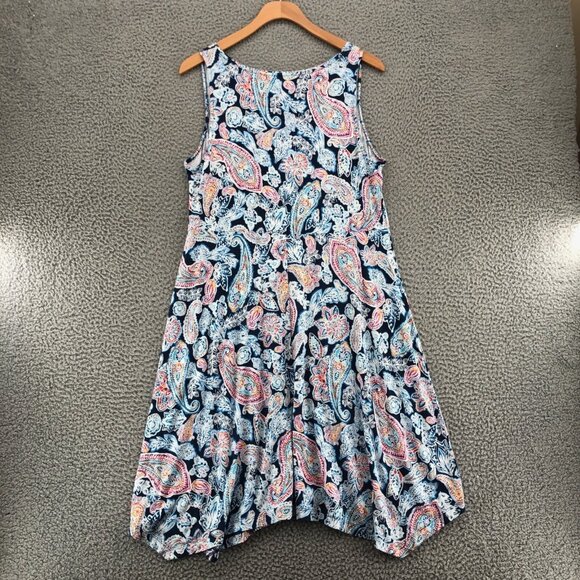 J Jill Dress Womens Small Blue Multi Paisley A Line Knee Sleeveless Stretch Sun - Picture 3 of 11